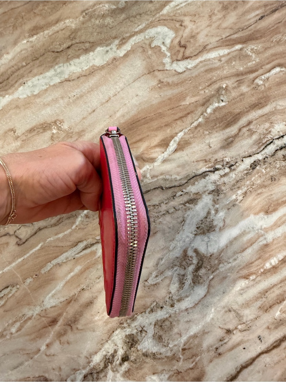 GANNI Red & Pink Zip Around Wallet - Picture 9 of 15